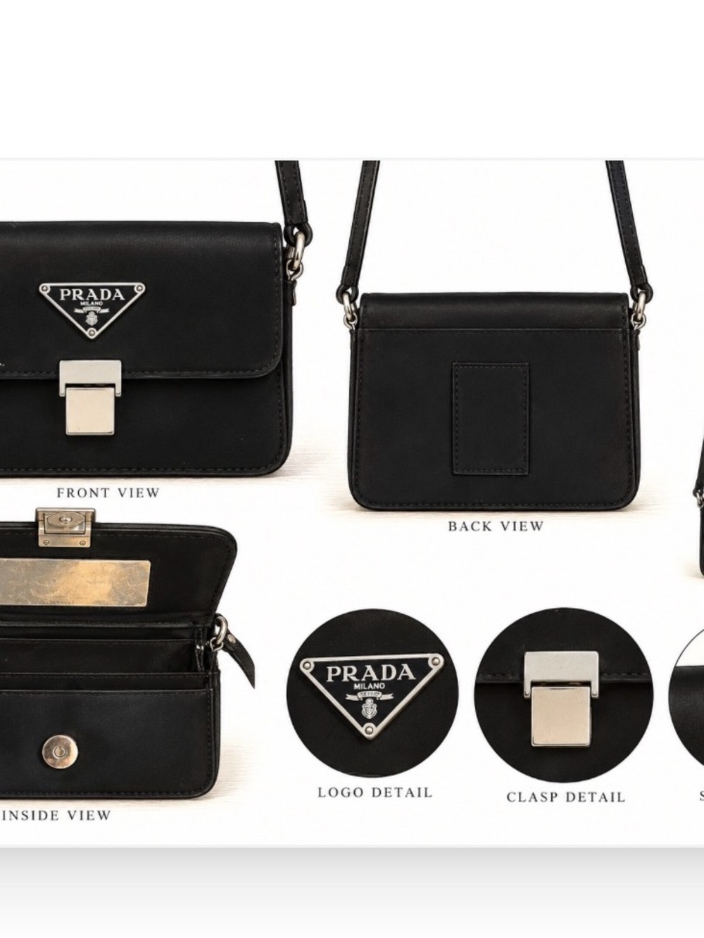 Prada Black Leather Crossbody with Silver Hardware